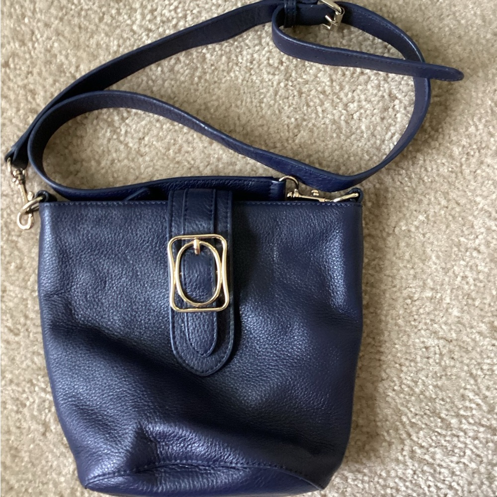 Talbots Navy Leather Crossbody Bag